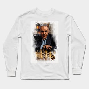 Garry Kasparov ✪ The Legend ✪  Abstract Watercolor Portrait of a chess master Long Sleeve T-Shirt